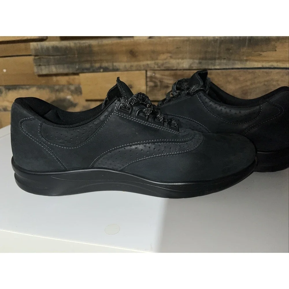 SAS Walk Easy Nero Black Nubuck Suede Walking Shoes - Womens Size US 9.5 M